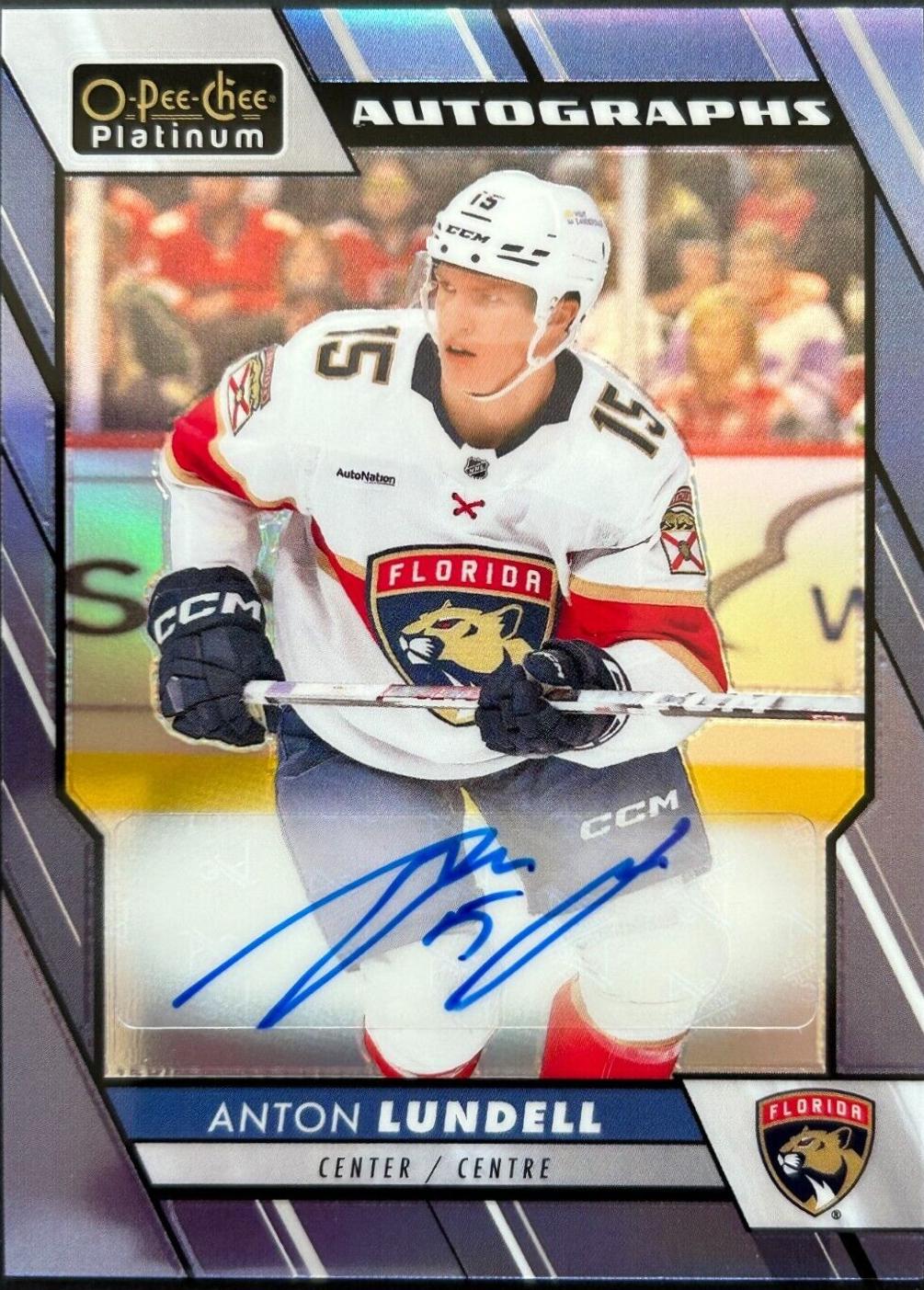 Anton Lundell #BA-AL Hockey Cards 2023 O-Pee-Chee Platinum Blue Rainbow Autographs