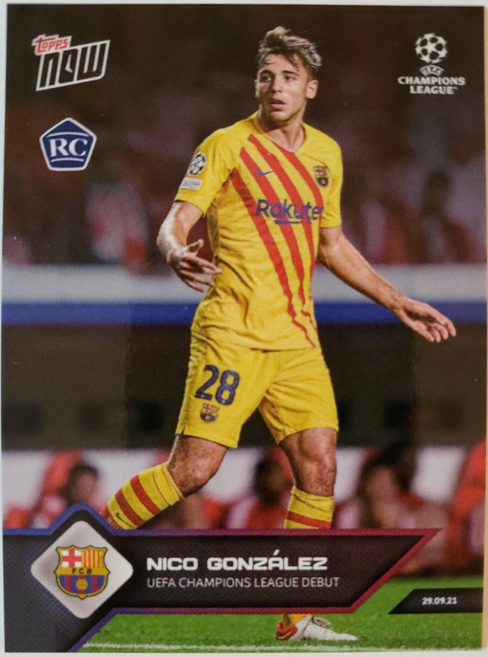 Nico Gonzalez #38 Soccer Cards 2021 Topps Now UEFA Champions League
