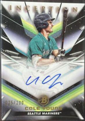 Cole Young #BPA-CY Baseball Cards 2023 Bowman Inception Autograph