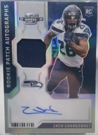 Zach Charbonnet #5 Football Cards 2023 Panini Contenders Optic Rookie Patch Autographs