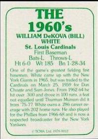 Bill White #12 Baseball Cards 1978 TCMA the 1960's