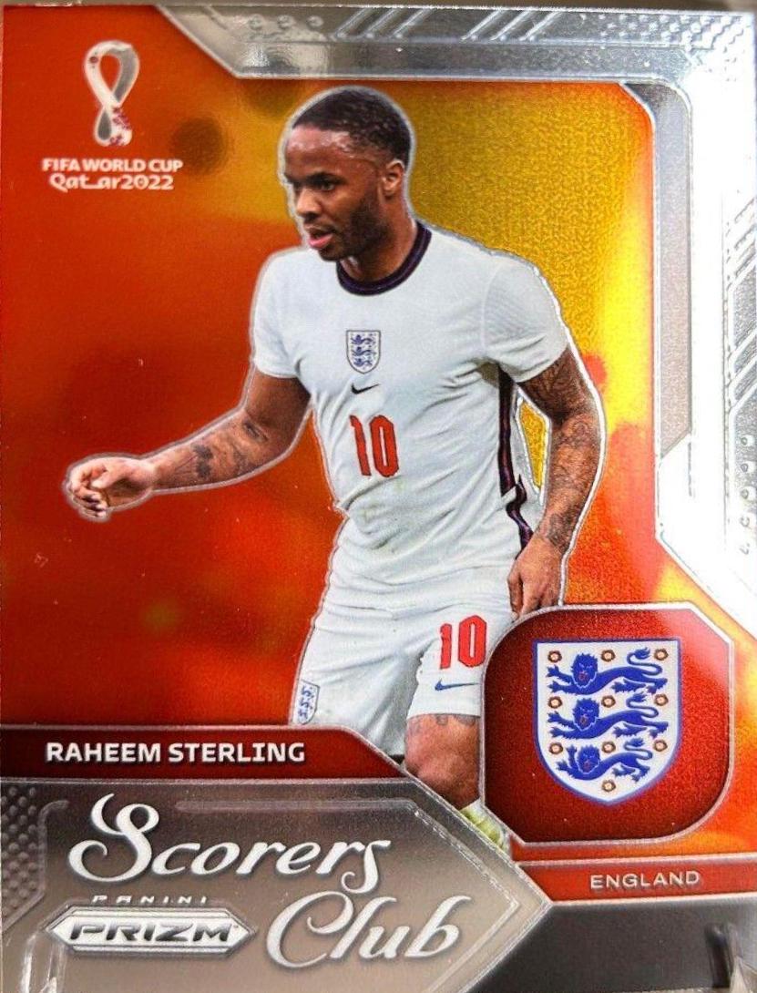 Raheem Sterling #8 Soccer Cards 2022 Panini Prizm World Cup Scorers Club
