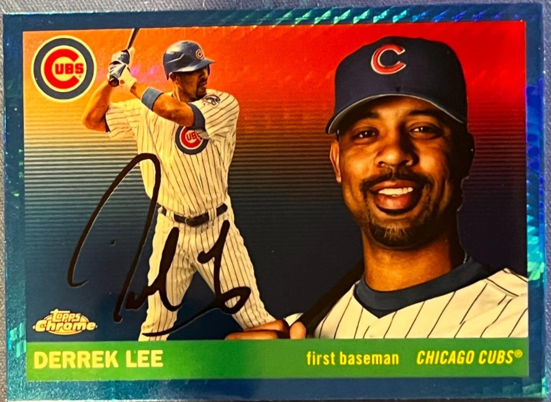 2025 Topps Chrome Platinum Derrek Lee [Blue Prism] #424 card