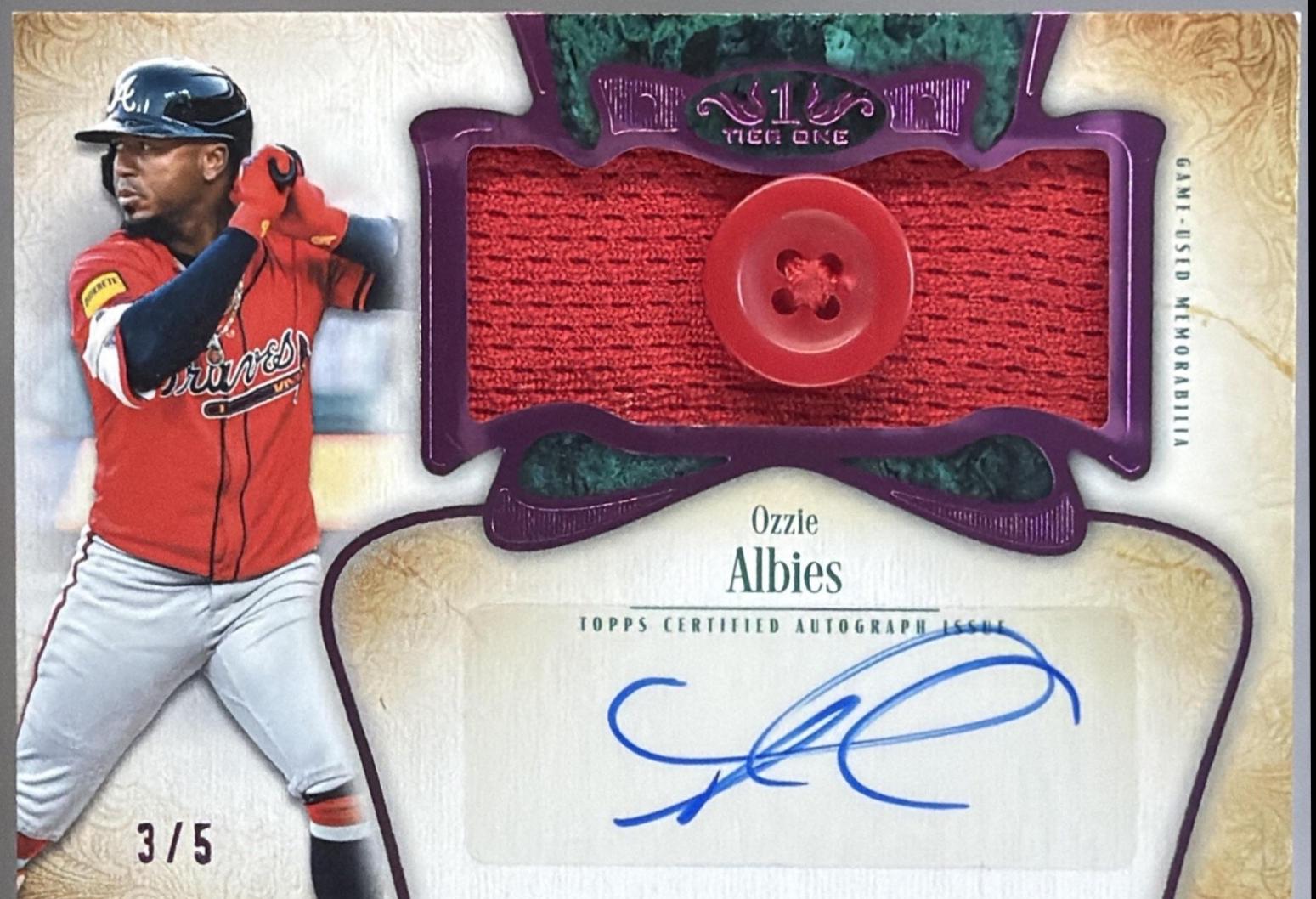Ozzie Albies #AT1JR-OA 2026 Topps Tier One Baseball Autographed Tier One Jumbo Relics
