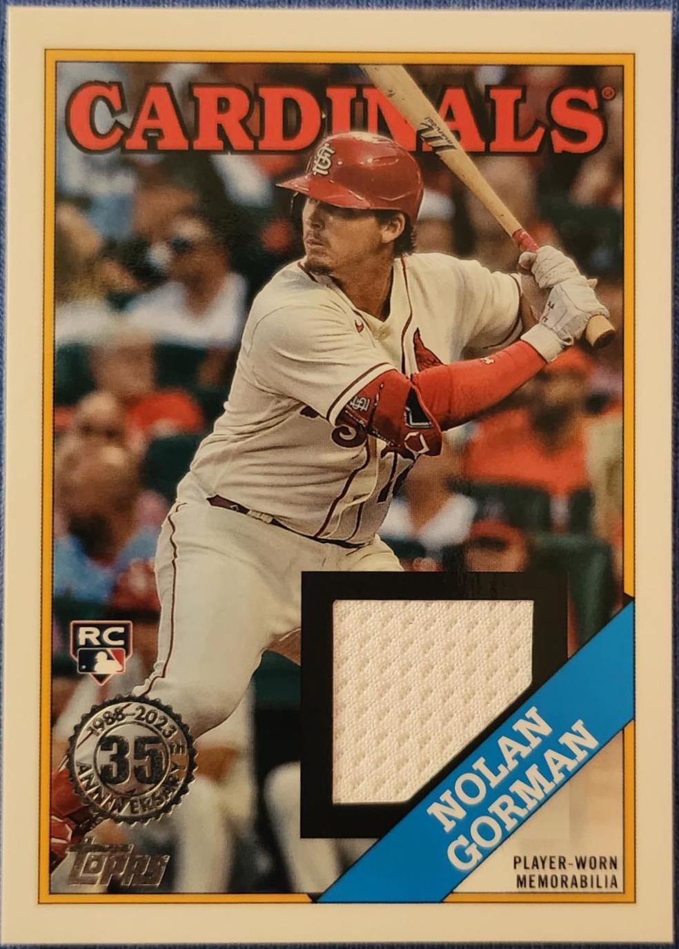 Nolan Gorman #88R-NG Baseball Cards 2023 Topps Series 2 1988 35th Anniversary Relics
