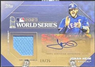Jonah Heim #WSAR-JH 2024 Topps Baseball World Champion Autograph Relic