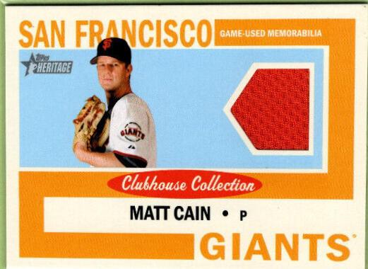 Matt Cain #CCR-MC Baseball Cards 2013 Topps Heritage Clubhouse Collection Relics