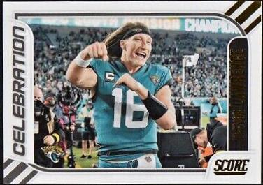 Trevor Lawrence #20 2023 Panini Score Celebration Football