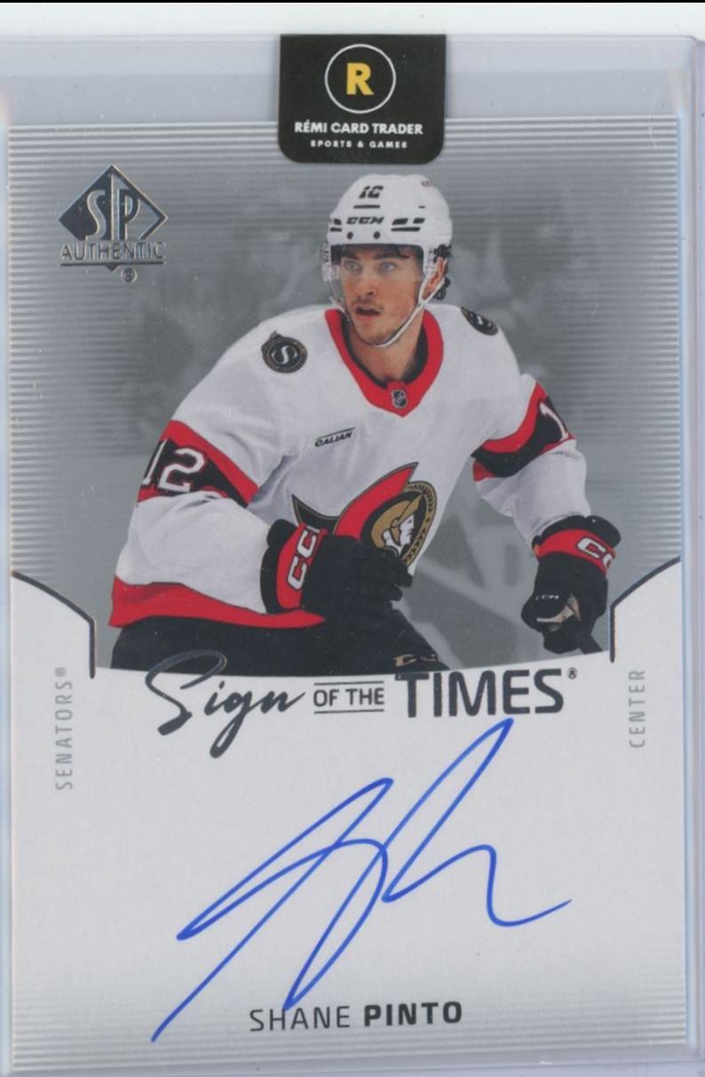 Shane Pinto #SOTT-SP 2025-26 SP Authentic Hockey Sign of the Times