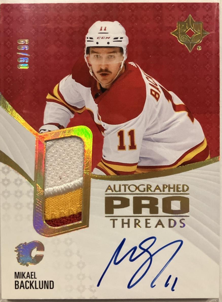 Mikael Backlund #PT-MB Hockey Cards 2023 Upper Deck Ultimate Collection Pro Threads Autograph