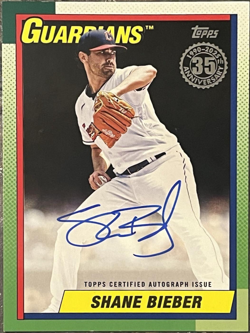 Shane Bieber #90B2-SB 2025 Topps 1990 Autograph Baseball