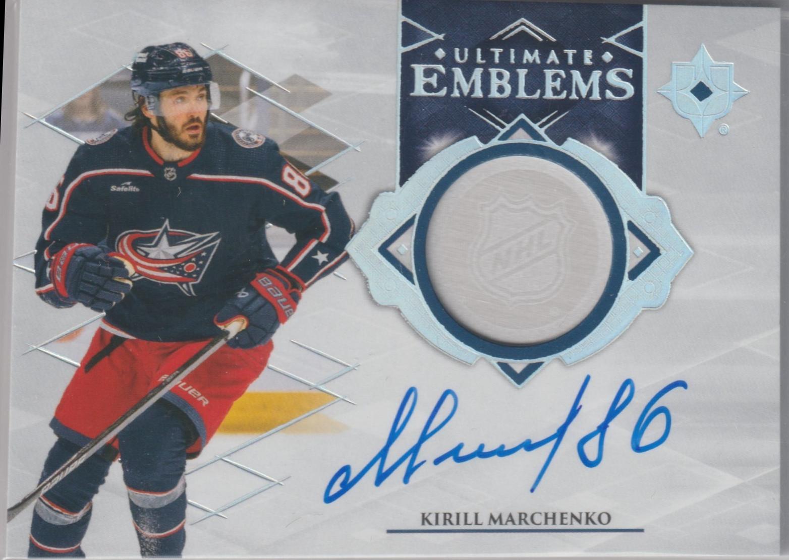 Kirill Marchenko #UE-KM 2023-24 Upper Deck Ultimate Collection Hockey Ultimate Emblems Autograph