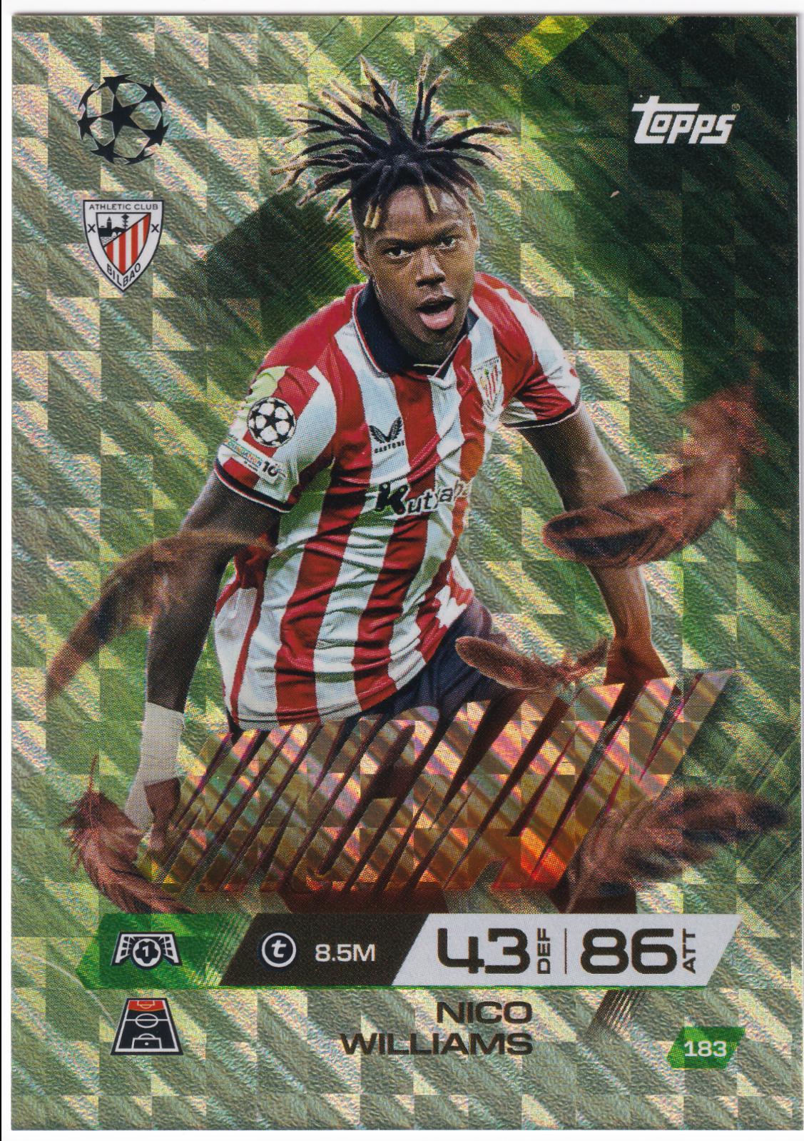 Nico Williams #183 2025 Topps Match Attax Extra Soccer