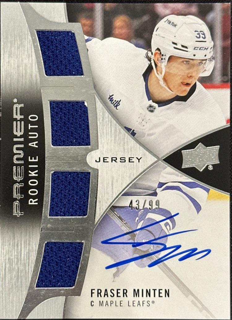 Fraser Minten #PRA-FM Hockey Cards 2023 Upper Deck Premier Rookie Auto Jersey