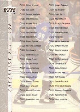 Checklist: 211-298 #389 1996-97 Upper Deck Hockey