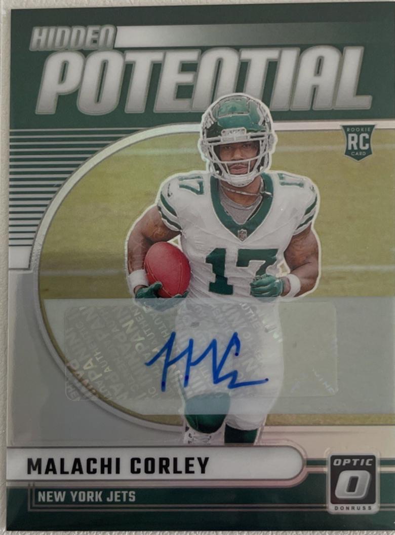 Malachi Corley #3 Football Cards 2024 Panini Donruss Optic Hidden Potential Autograph