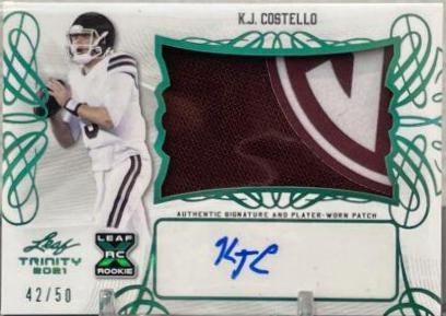 K. J. Costello #PA-KJC 2021 Leaf Trinity Patch Autographs Football