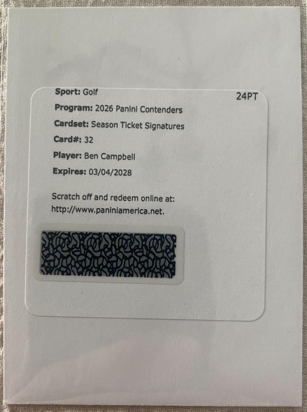 Ben Campbell #32 2026 Panini Contenders LIV Golf