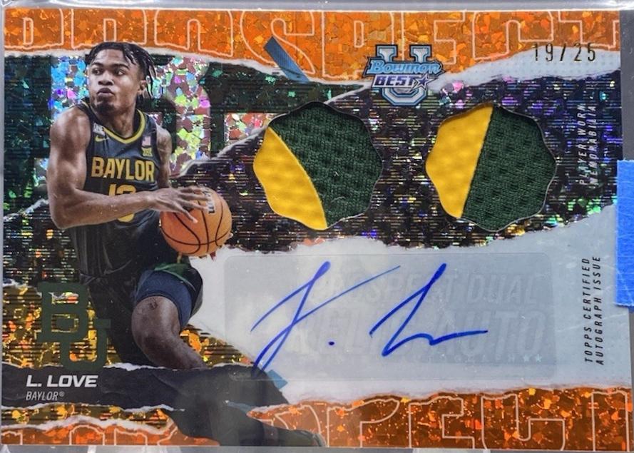 Langston Love #PDRA-LL 2024-25 Bowman's Best University Basketball Prospect Dual Relic Autographs