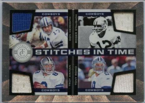 Don Meredith, Roger Staubach, Troy Aikman, Tony Romo #7 Football Cards 2011 Panini Totally Certified Stitches in Time