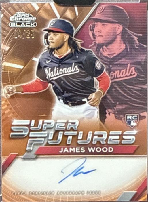 James Wood #FSA-JW Baseball Cards 2025 Topps Chrome Black Super Futures Autograph