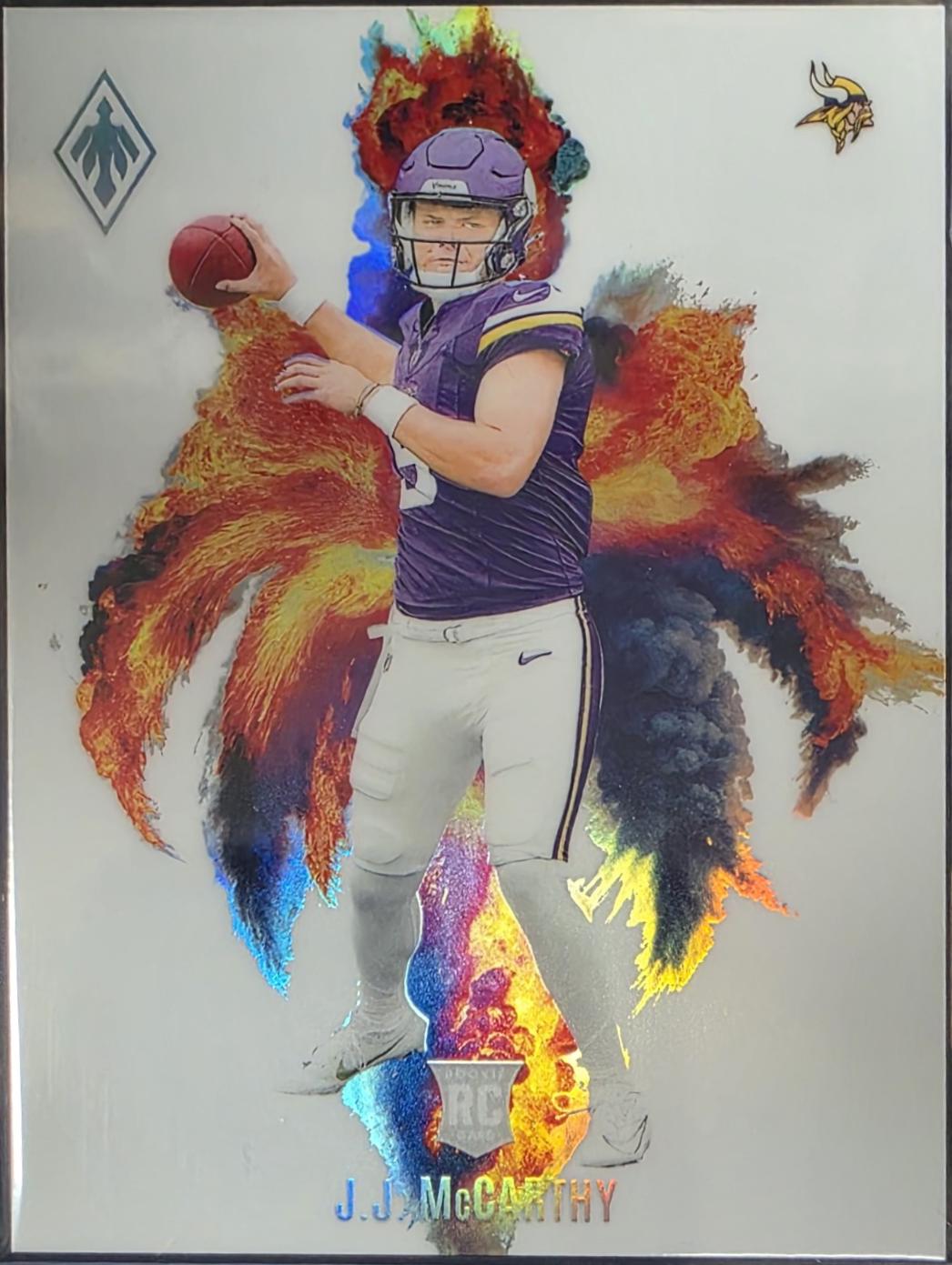 J.J. McCarthy #CB-JMY Football Cards 2024 Panini Phoenix Color Blast