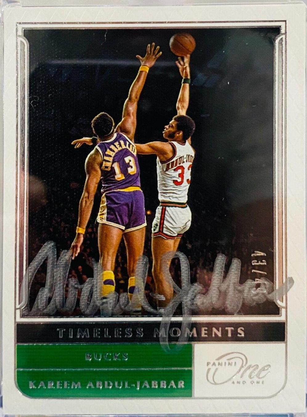 Kareem Abdul Jabbar #TM-KAJ Basketball Cards 2021 Panini One and One Timeless Moments Autographs