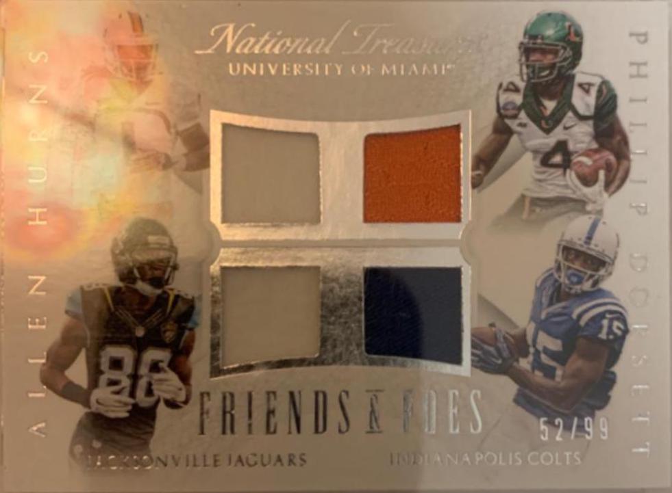 Allen hurns Phillip dorsett #FF-HD Football Cards 2015 Panini National Treasures Friends & Foes Quad Relic