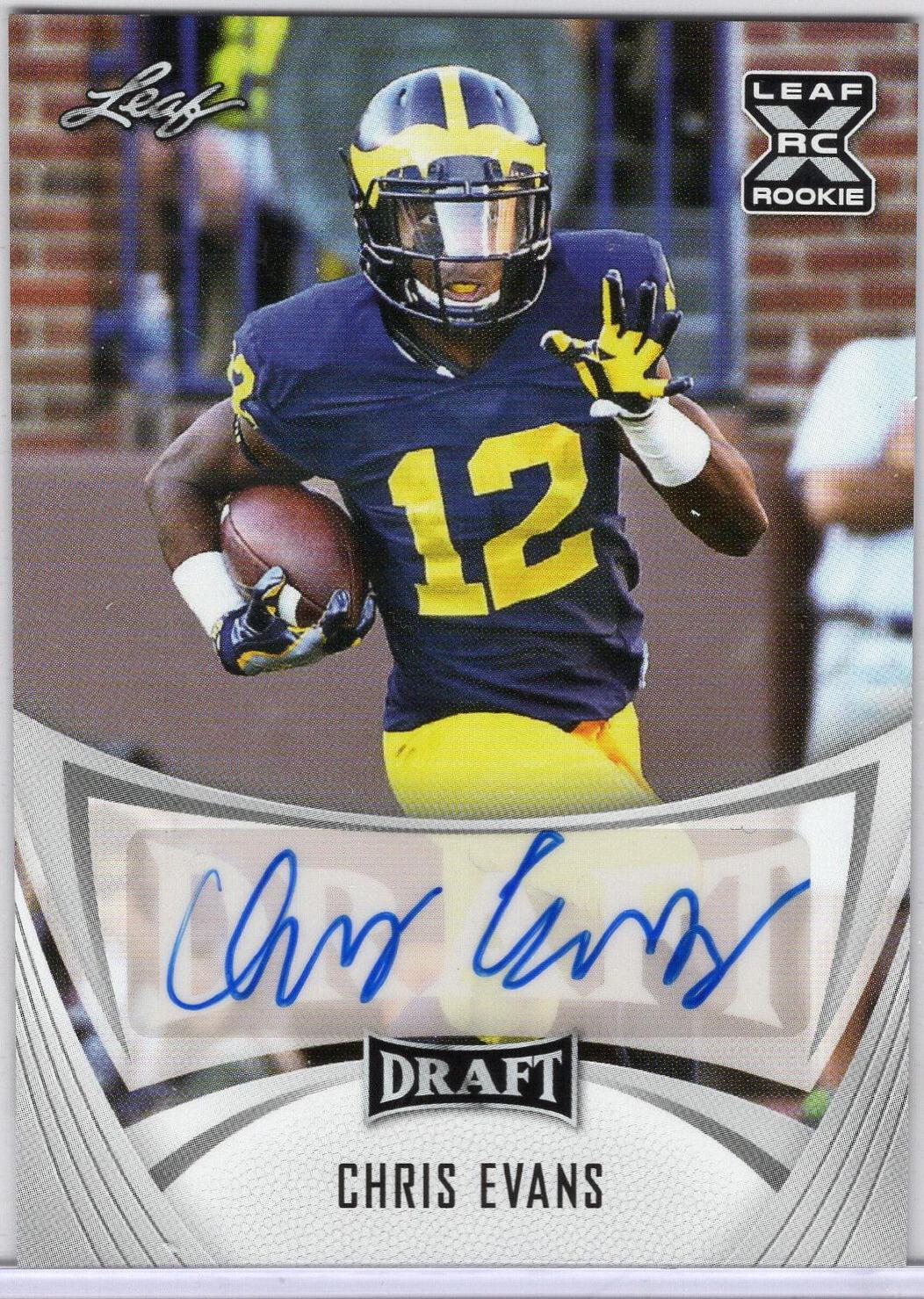 Chris Evans #BA-CE1 Football Cards 2021 Leaf Draft Autograph