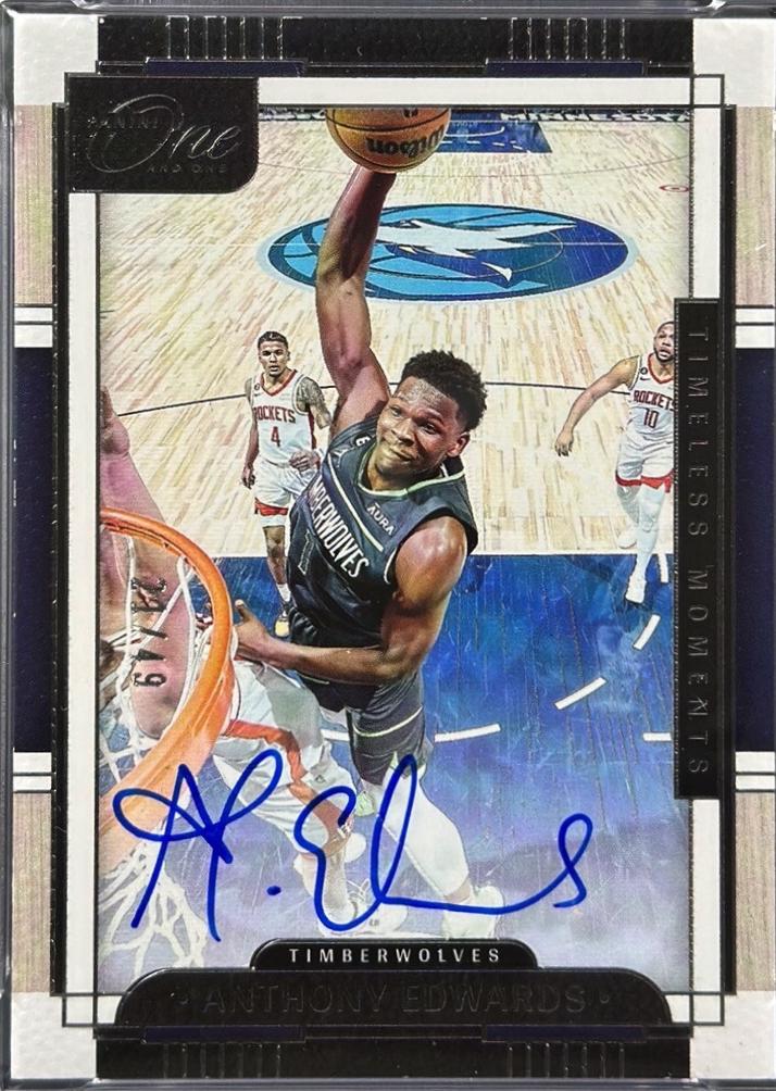 Anthony Edwards #13 Basketball Cards 2023 Panini One and One Timeless Moments Autograph