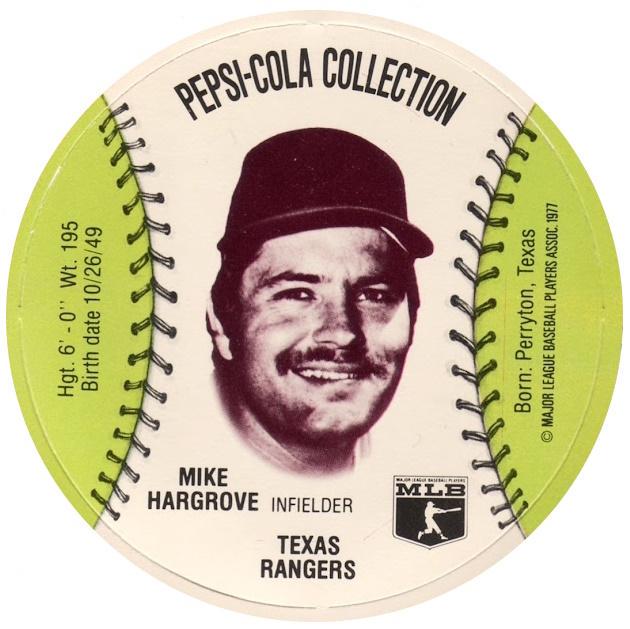 Mike Hargrove Baseball Cards 1977 Pepsi Cola Baseball Stars Discs