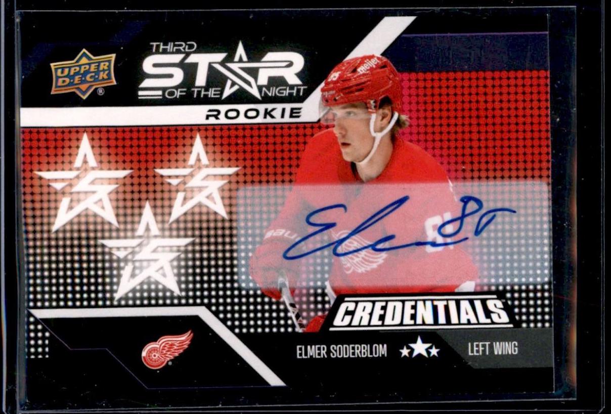Elmer Soderblom #3SR-2 2022 Upper Deck Credentials 3rd Star Of The Night Autograph Hockey