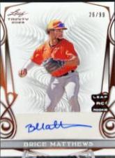 Brice Matthews #BA-BM4 2023 Leaf Trinity Base Autograph Baseball