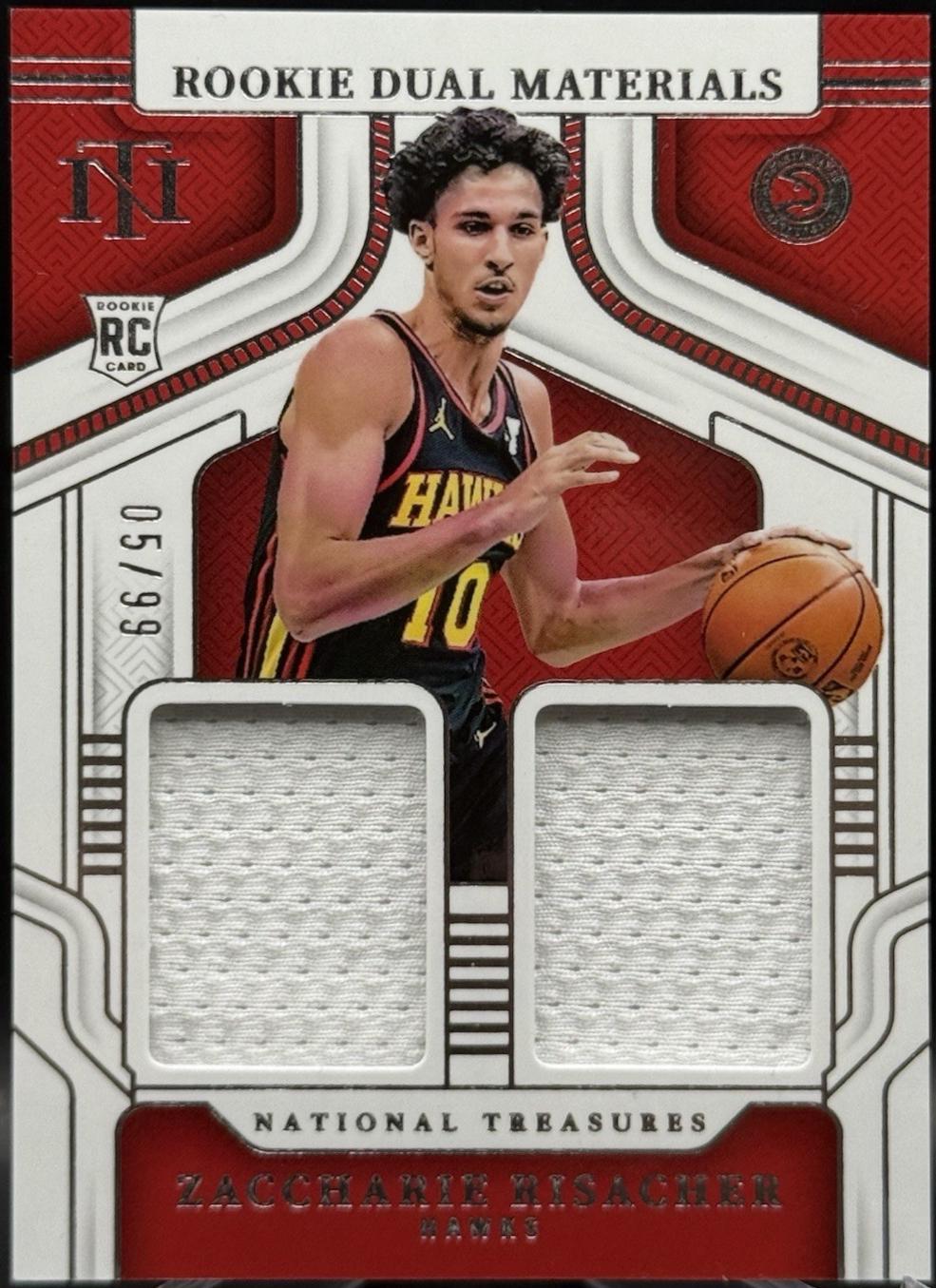 Zaccharie Risacher #3 2024 Panini National Treasures Rookie Dual Materials Basketball
