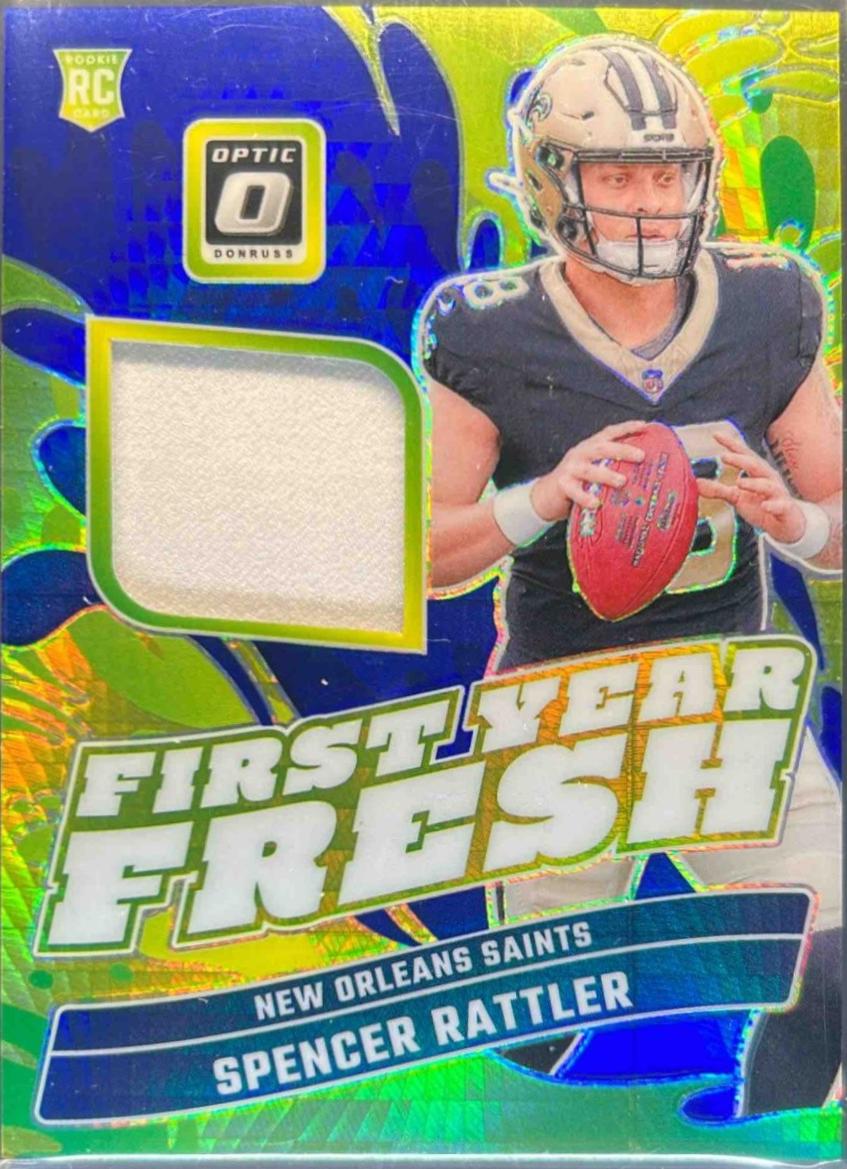 Spencer Rattler #FYF-SRR Football Cards 2024 Panini Donruss Optic First Year Fresh Blue Hyper