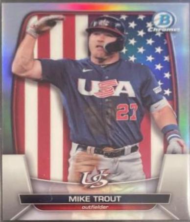 Mike Trout #WBC-90 2023 Bowman Chrome Baseball WBC Flag Refractors