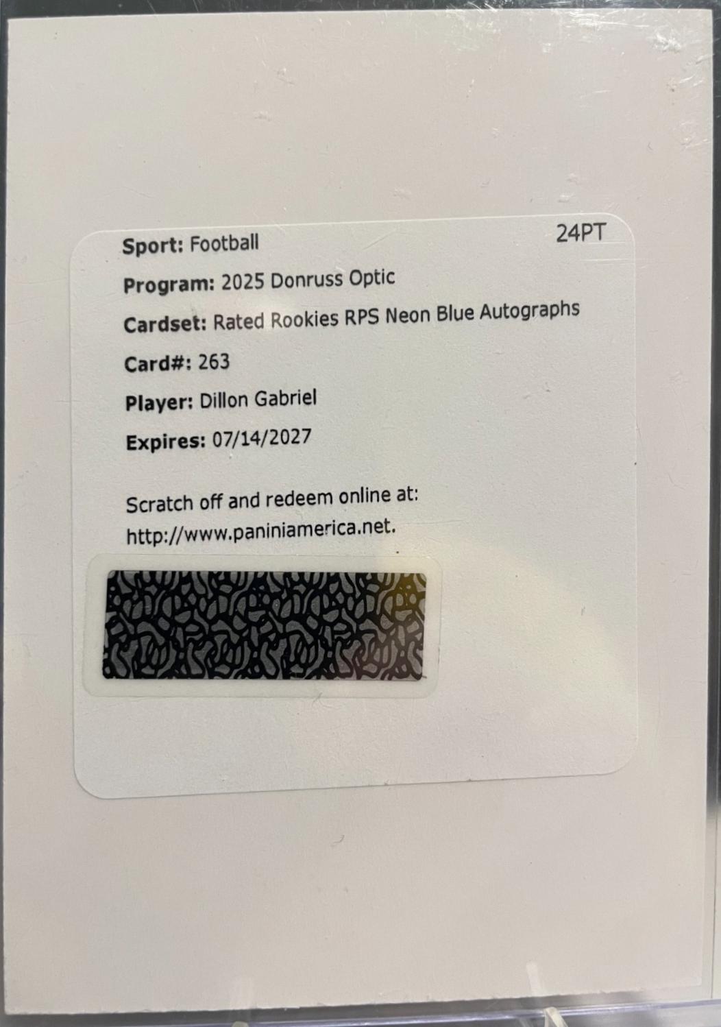 Dillon Gabriel [Neon Blue RPS Autograph] #263 Prices | 2025 Panini ...