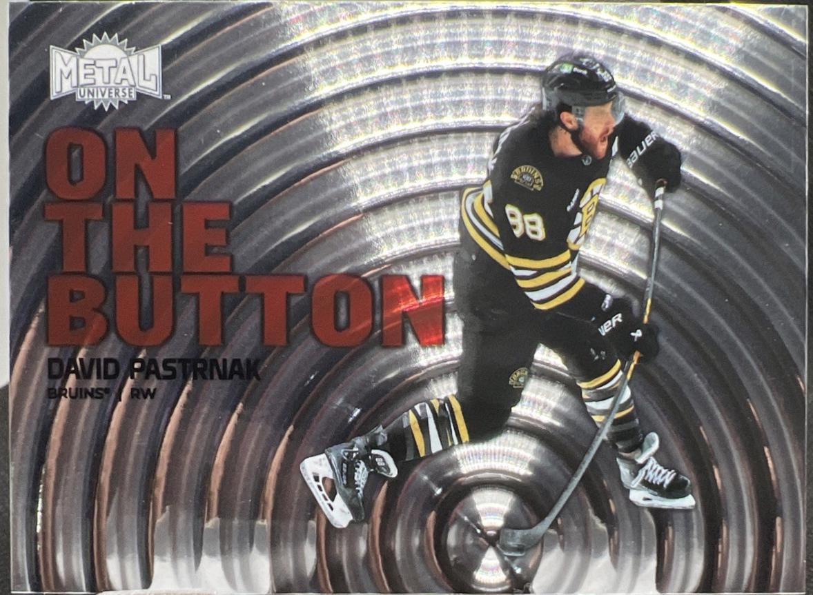 David Pastrnak #7 Hockey Cards 2024 SkyBox Metal Universe On the Button