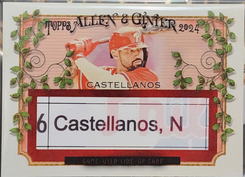 Nick Castellanos #LRC-NC 2024 Topps Allen & Ginter Lineup Card Relic Baseball