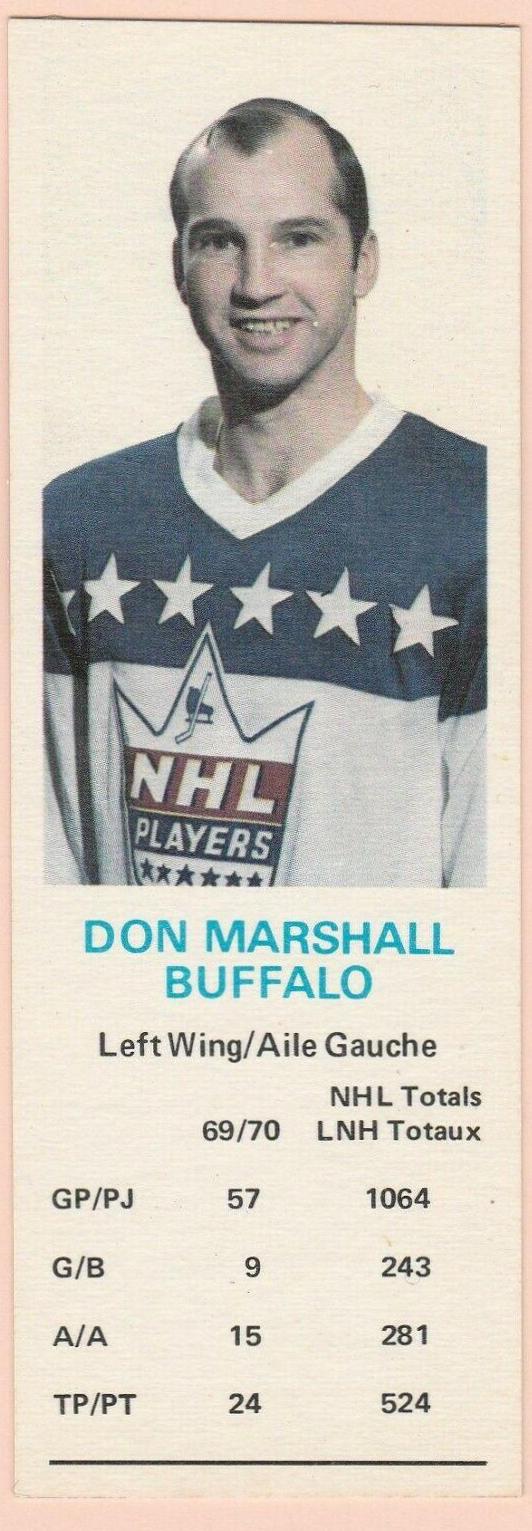 Don Marshall Hockey Cards 1970 Dad's Cookies