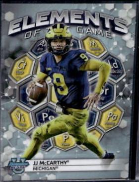 JJ McCarthy #ETG-9 Football Cards 2023 Bowman's Best University Elements of the Game