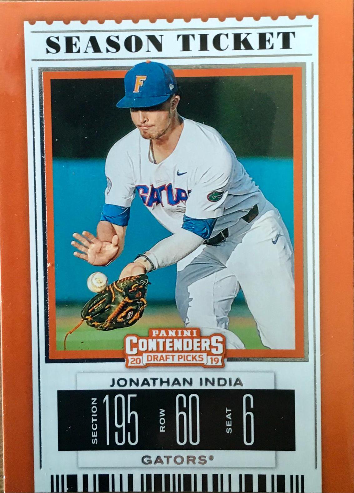 Jonathan India #12 Baseball Cards 2019 Panini Contenders Draft Picks Season Ticket