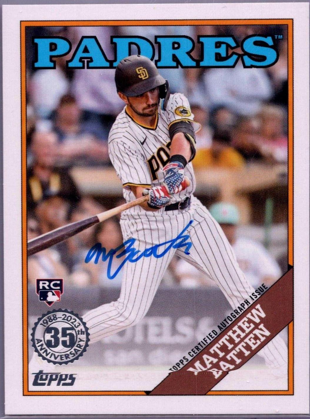Matthew Batten #88BA-MB Baseball Cards 2023 Topps Silver Pack 1988 35th Anniversary Autographs