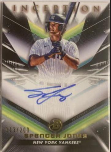 Spencer Jones #BPA-SJ Baseball Cards 2023 Bowman Inception Autograph