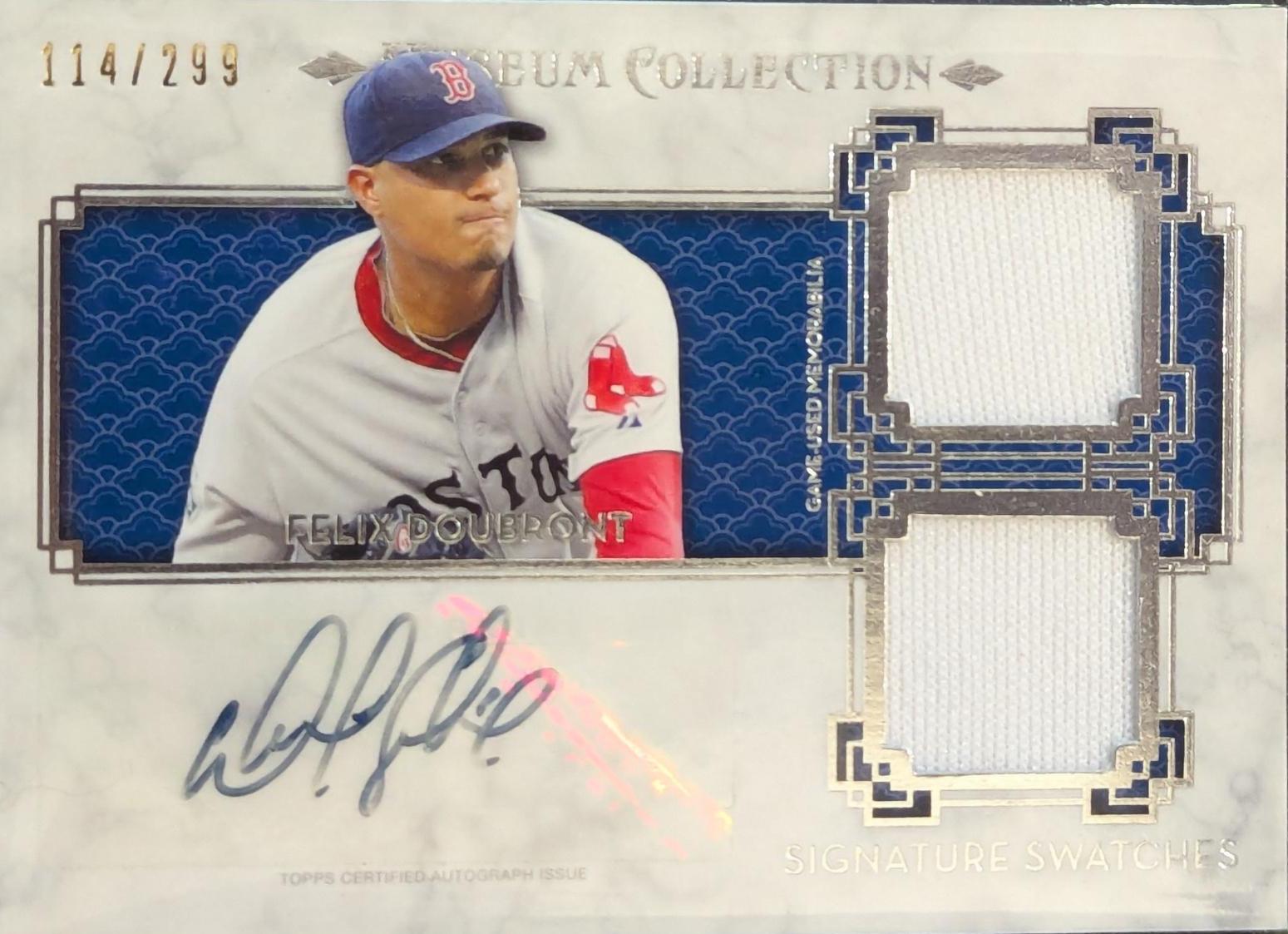 Felix Doubront #SSD-FD Baseball Cards 2014 Topps Museum Collection Signature Swatches Dual Relic