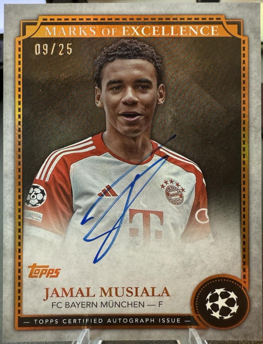 Jamal Musiala #EX-JM1 Soccer Cards 2024 Topps Chrome UEFA Marks of Excellence Autograph
