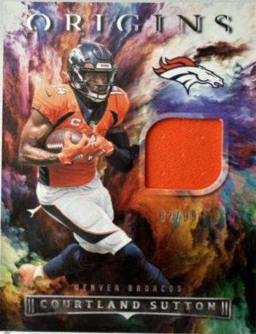 Courtland Sutton #FF-CSU Football Cards 2022 Panini Origins Future Fabrics