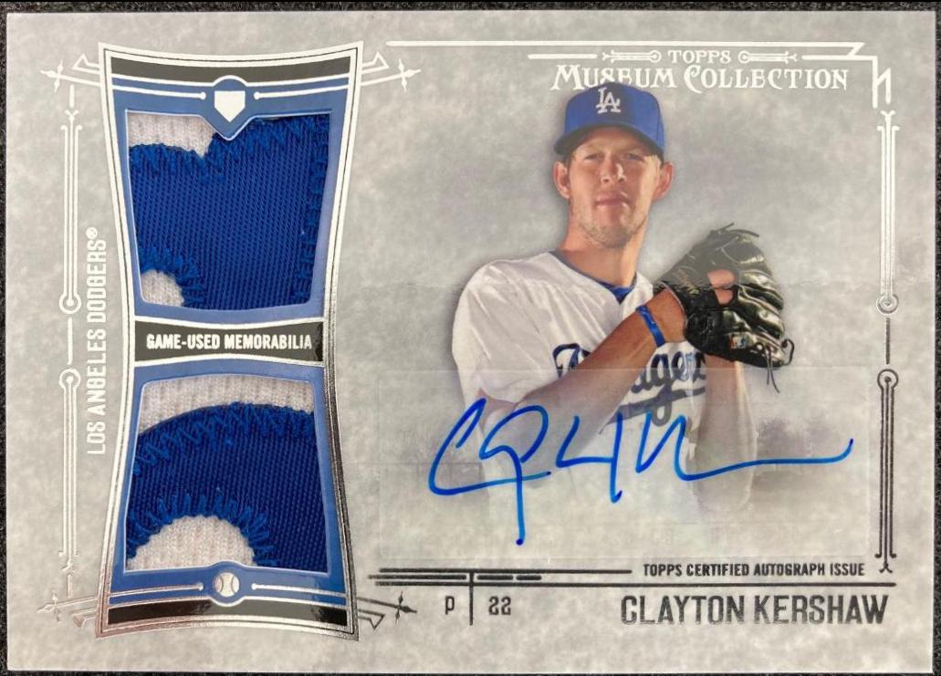 Clayton Kershaw #SSD-CK Baseball Cards 2015 Topps Museum Collection Signature Swatches Dual