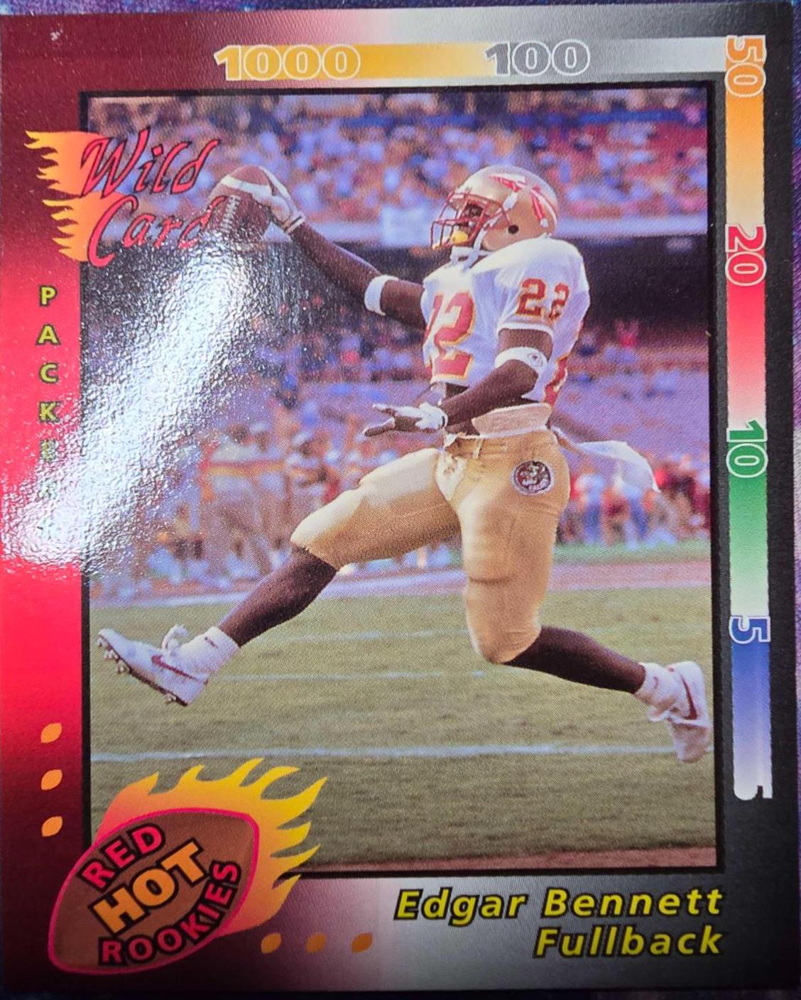 Edgar Bennett #4 Football Cards 1992 Wild Card Red Hot Rookies