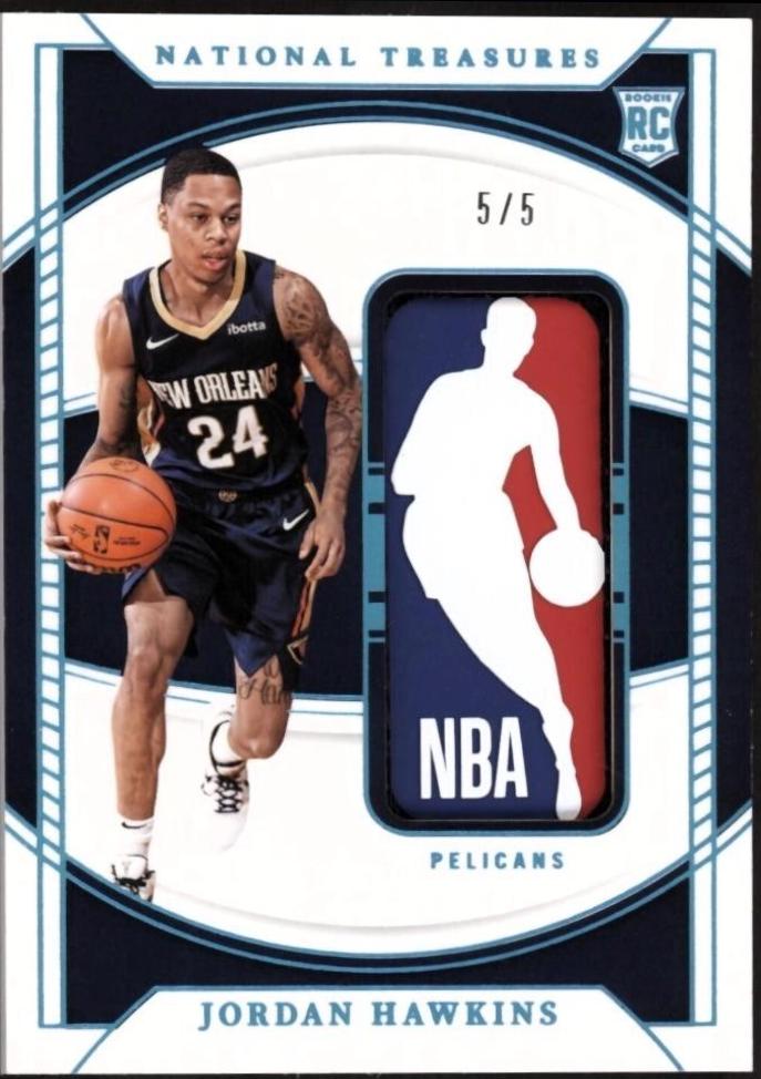 Jordan Hawkins #6 Basketball Cards 2023 Panini National Treasures Rookie Logoman